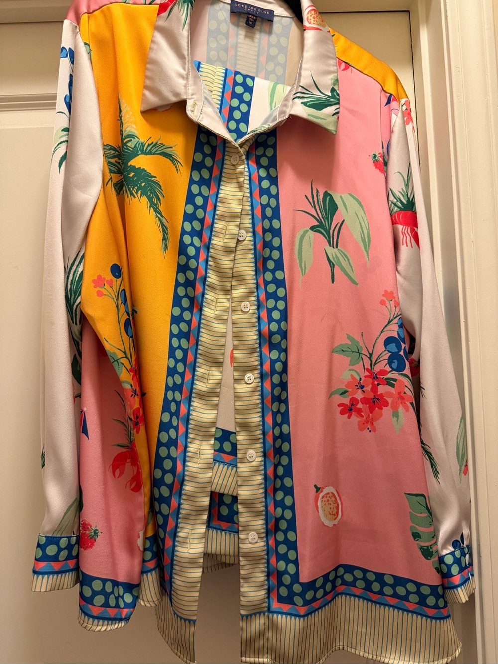 Skies Are Blue Multicolor Geometric Print Blouse